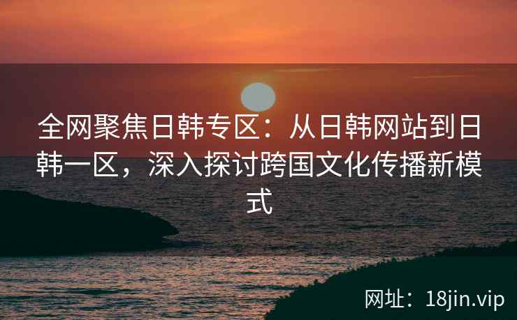 全网聚焦日韩专区：从日韩网站到日韩一区，深入探讨跨国文化传播新模式  第2张